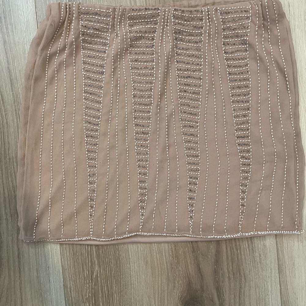 LC Lauren Conrad Tan‎ Mini beaded Skirt